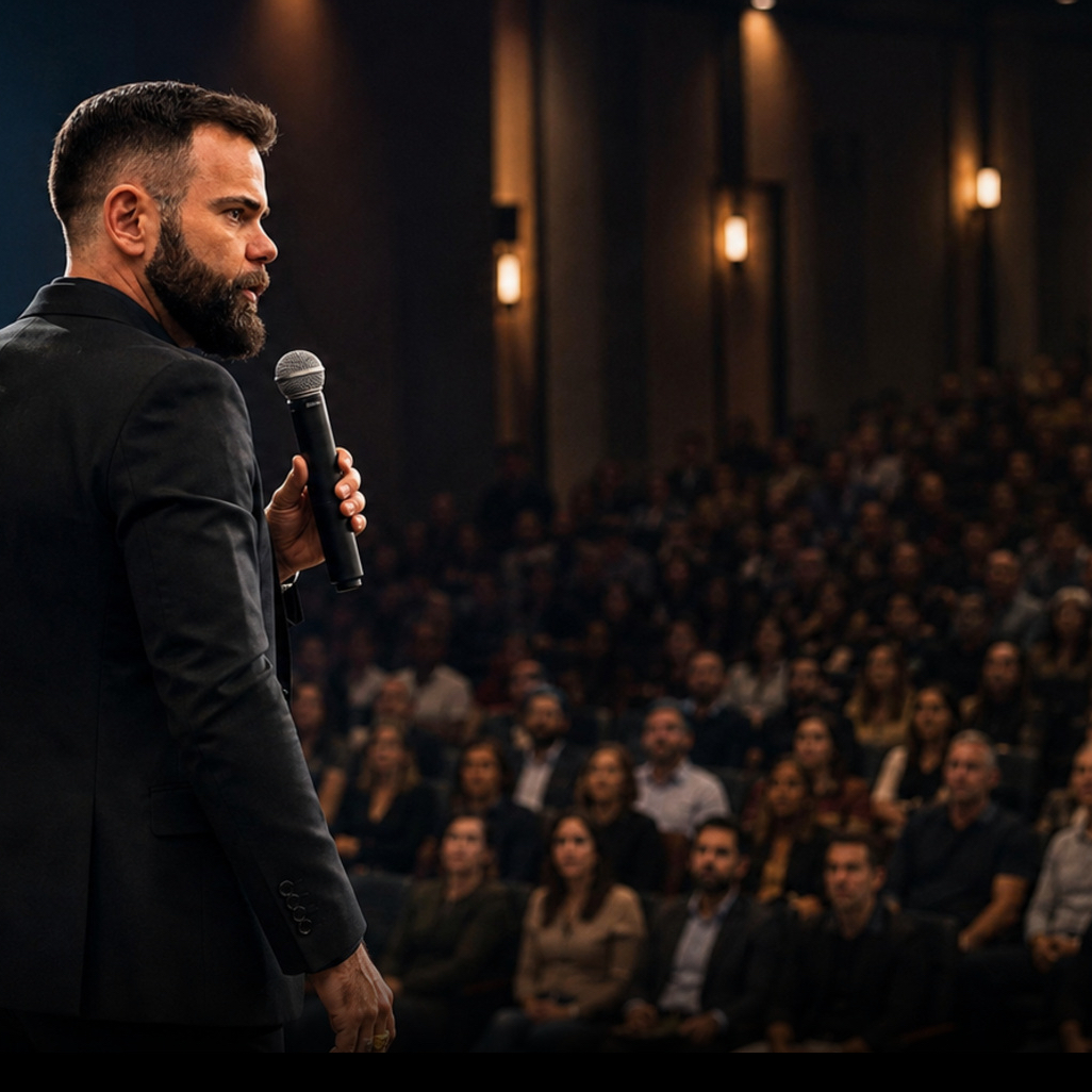 Lucas Atanazio em palco — foto principal para imprensa.